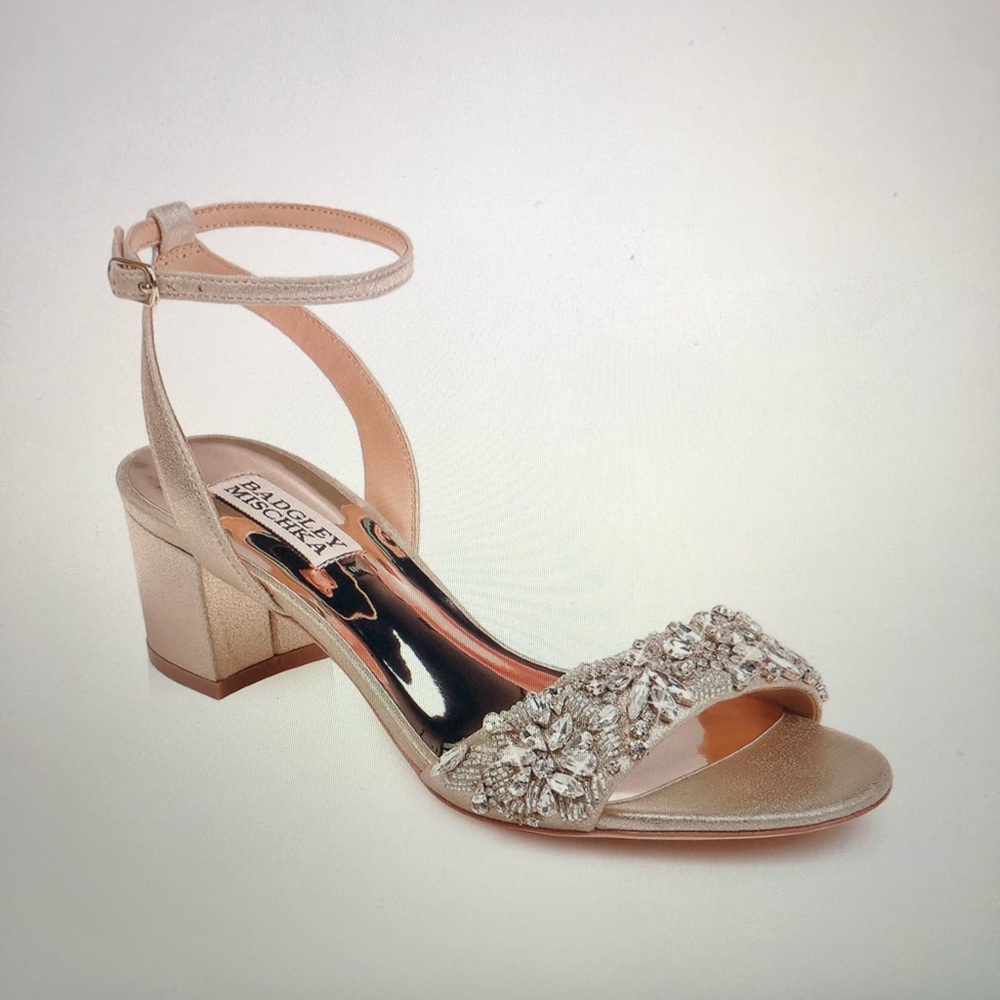 Badgley Mischka Ivanna Gold Block Heel Sandals